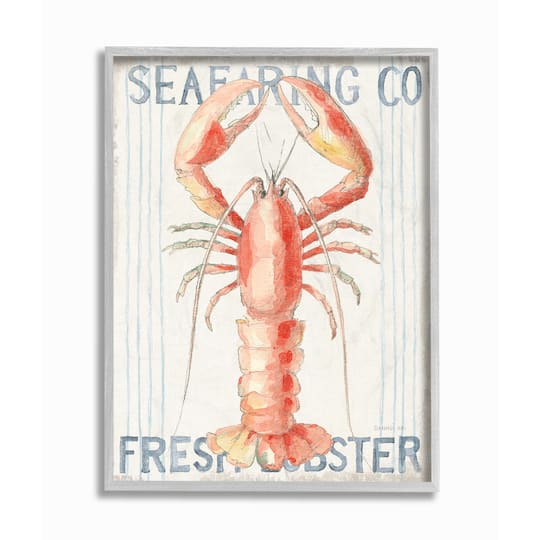 Stupell Industries Red Nautical Lobster Watercolor Wall Art In Gray Frame